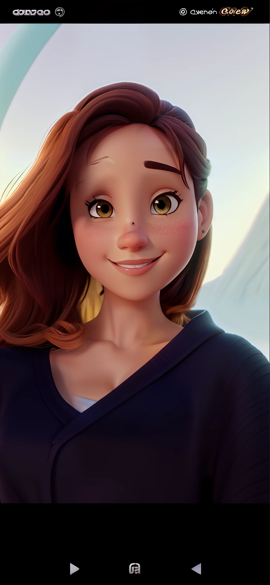 Uma mulher morena no estilo Disney pixel com melhor qualidade e boa qualidade