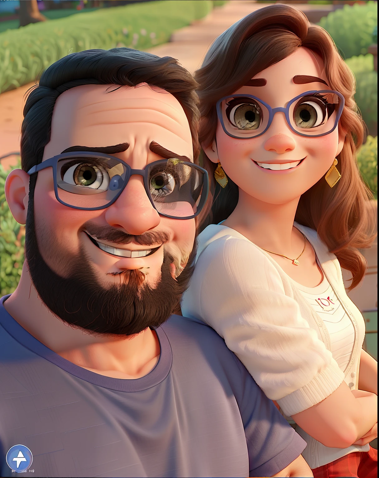 um casal de cor parda estilo Disney pixar, alta qualidade, melhor qualidade