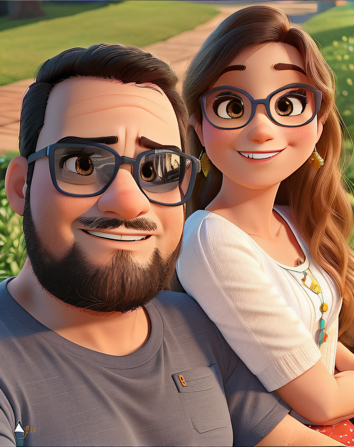 um casal de cor parda estilo Disney pixar, alta qualidade, melhor qualidade