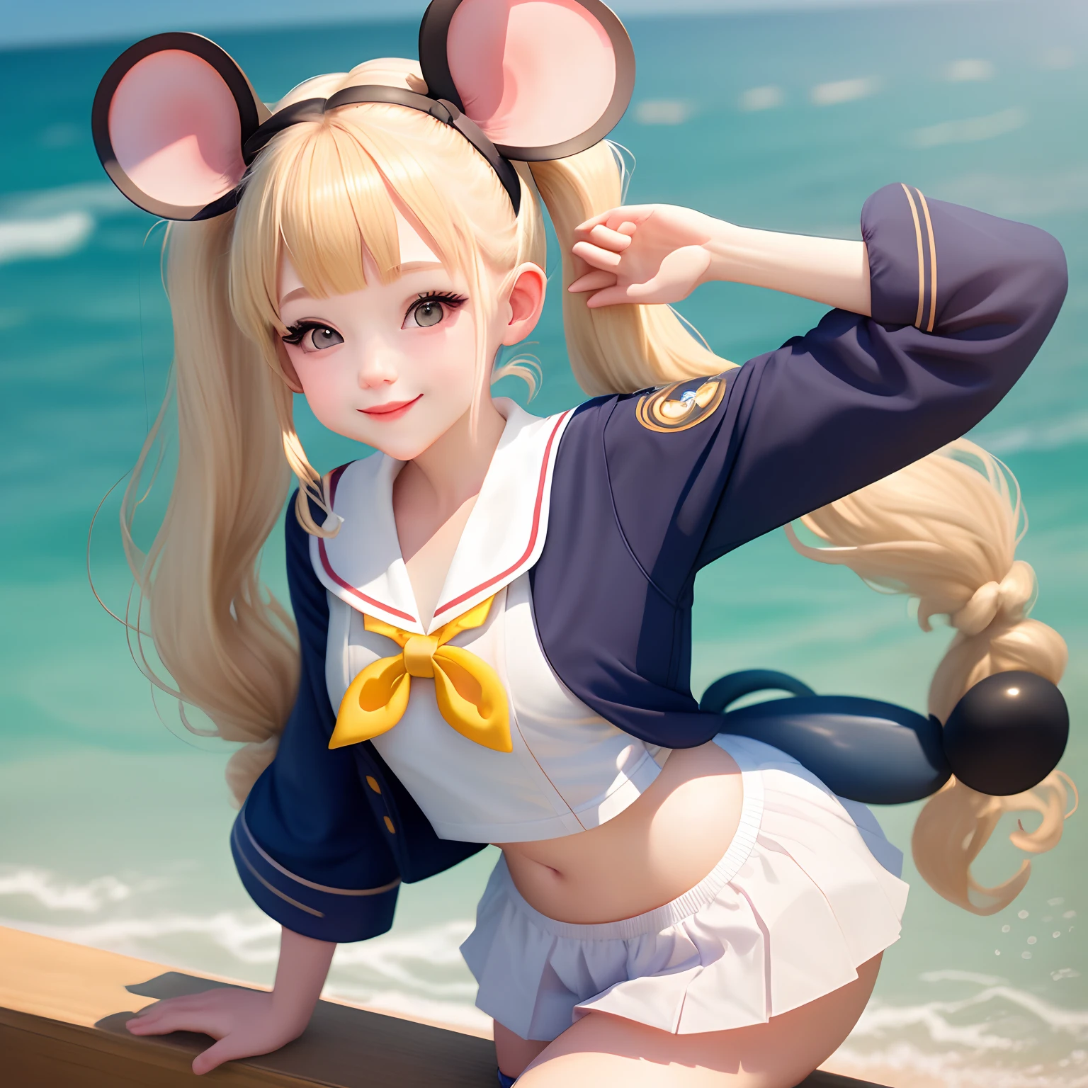 Disney mouse ears blonde long pig tails sailor outfit