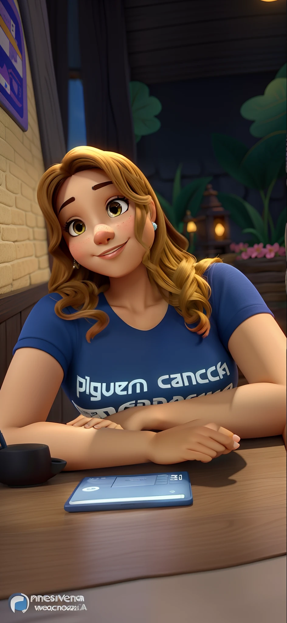 Uma mulher morena no estilo Disney pixel com boa qualidade e melhor qualidade