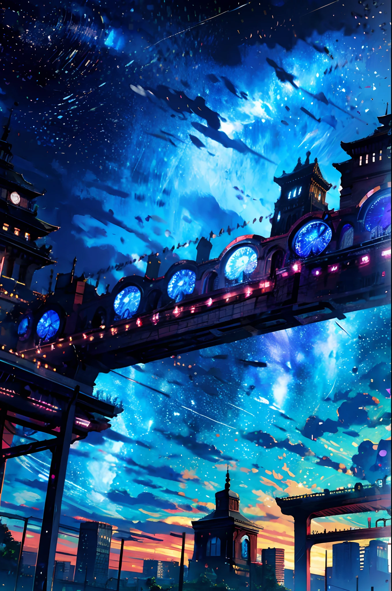 clock tower、shooting stars