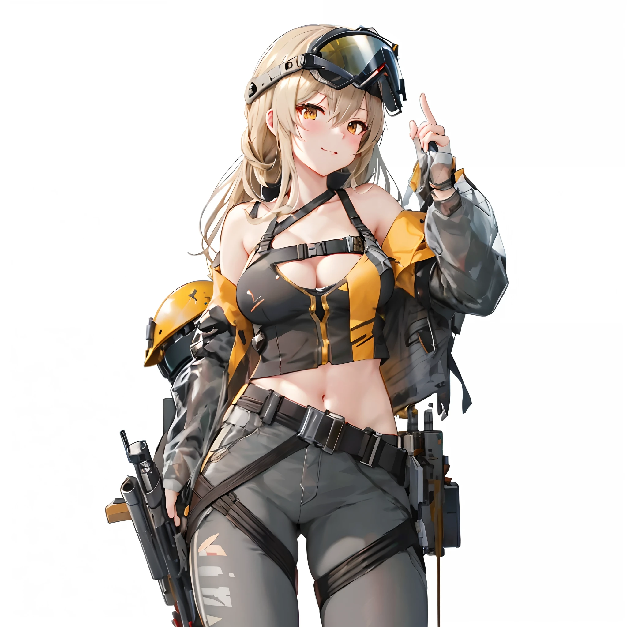 anime girl with gun and helmet pointing at something, from girls frontline, fine details. girls frontline, girls frontline cg, girls frontline style, girls frontline universe, mechanized soldier girl, girls frontline, from the azur lane videogame, kantai collection style, m4 sopmod ii girls frontline, azur lane style, mechanized valkyrie girl, big breats,