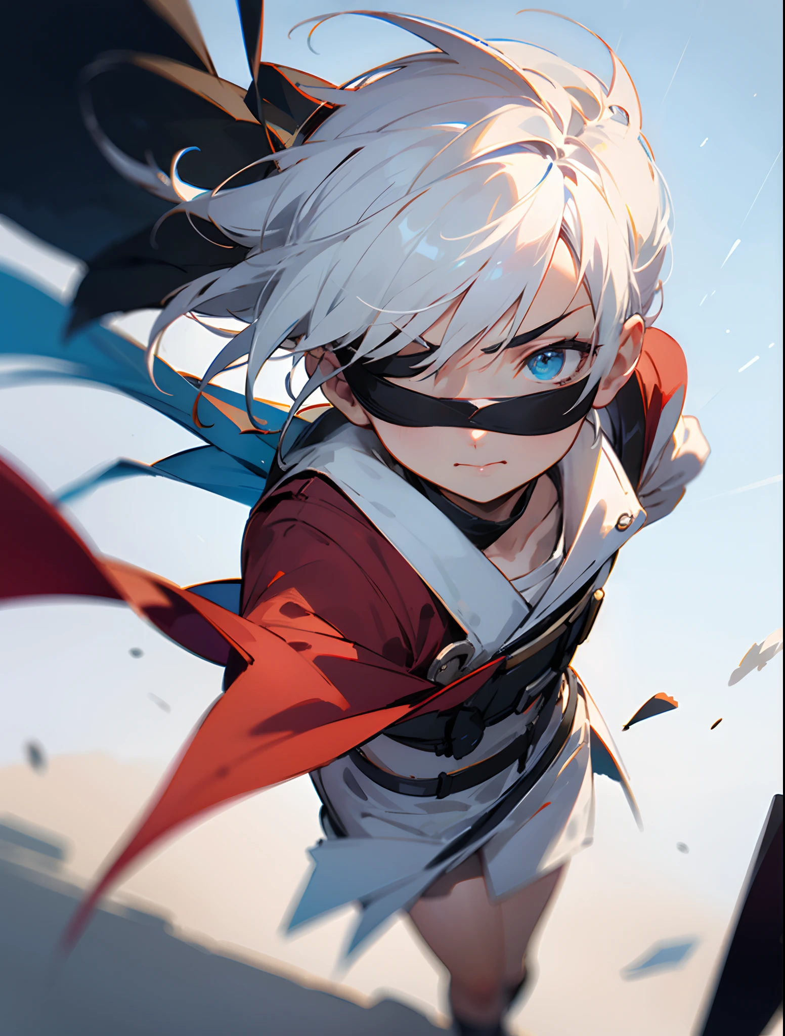 Anime, blindfold, white hair, ???