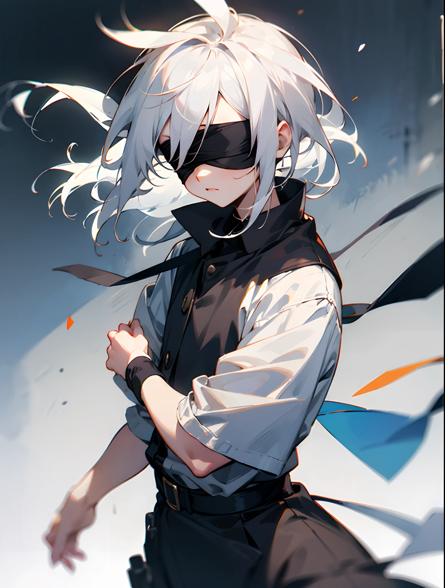 Anime, blindfold, white hair, ???