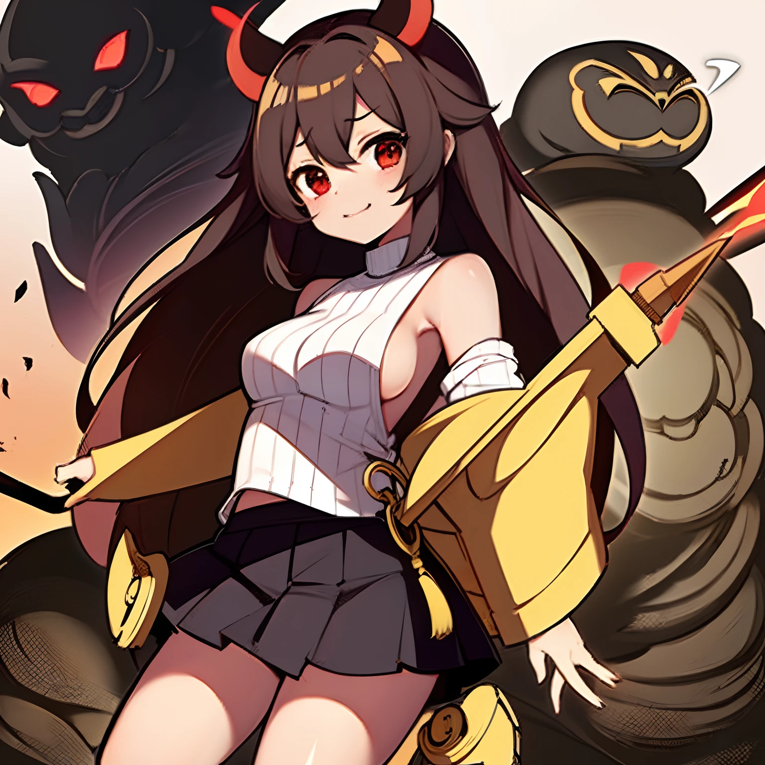 cute anime brown skinned short stack minotaur girl corrupt corp logo