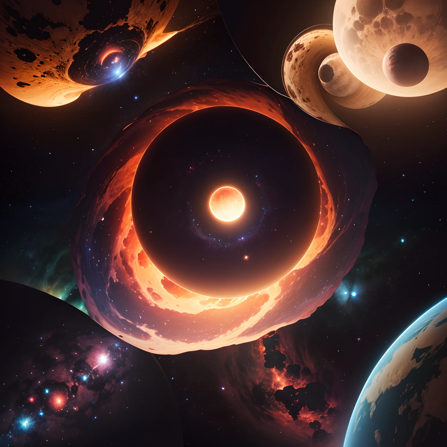 A cosmic exploration of the universe, with a cannabis plants everywhere, view of planets, nebula, moons, and cosmic phenomena, rendered in 8K resolution, v ray