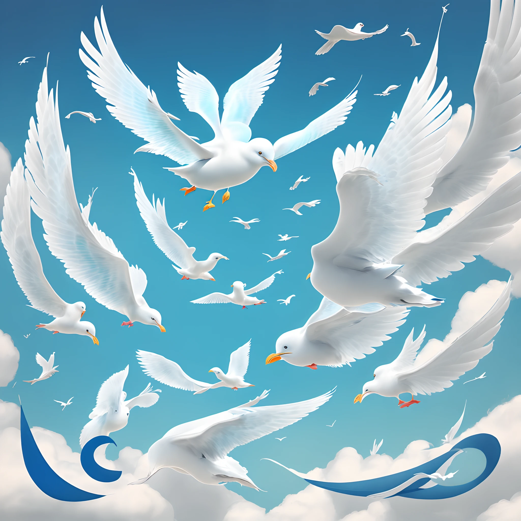 A blue and white seagull logo in the style of an NFL mascot