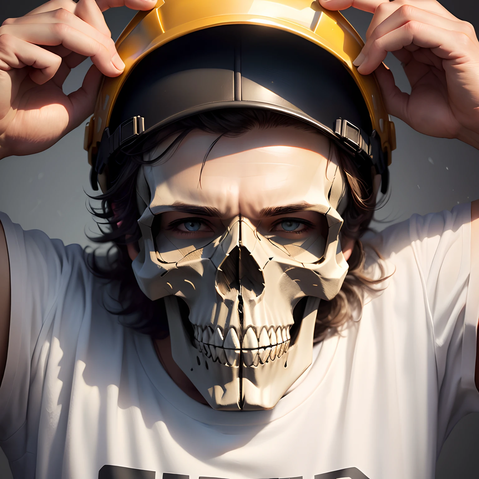 Hard hat beaded construction skull decal for t shirt