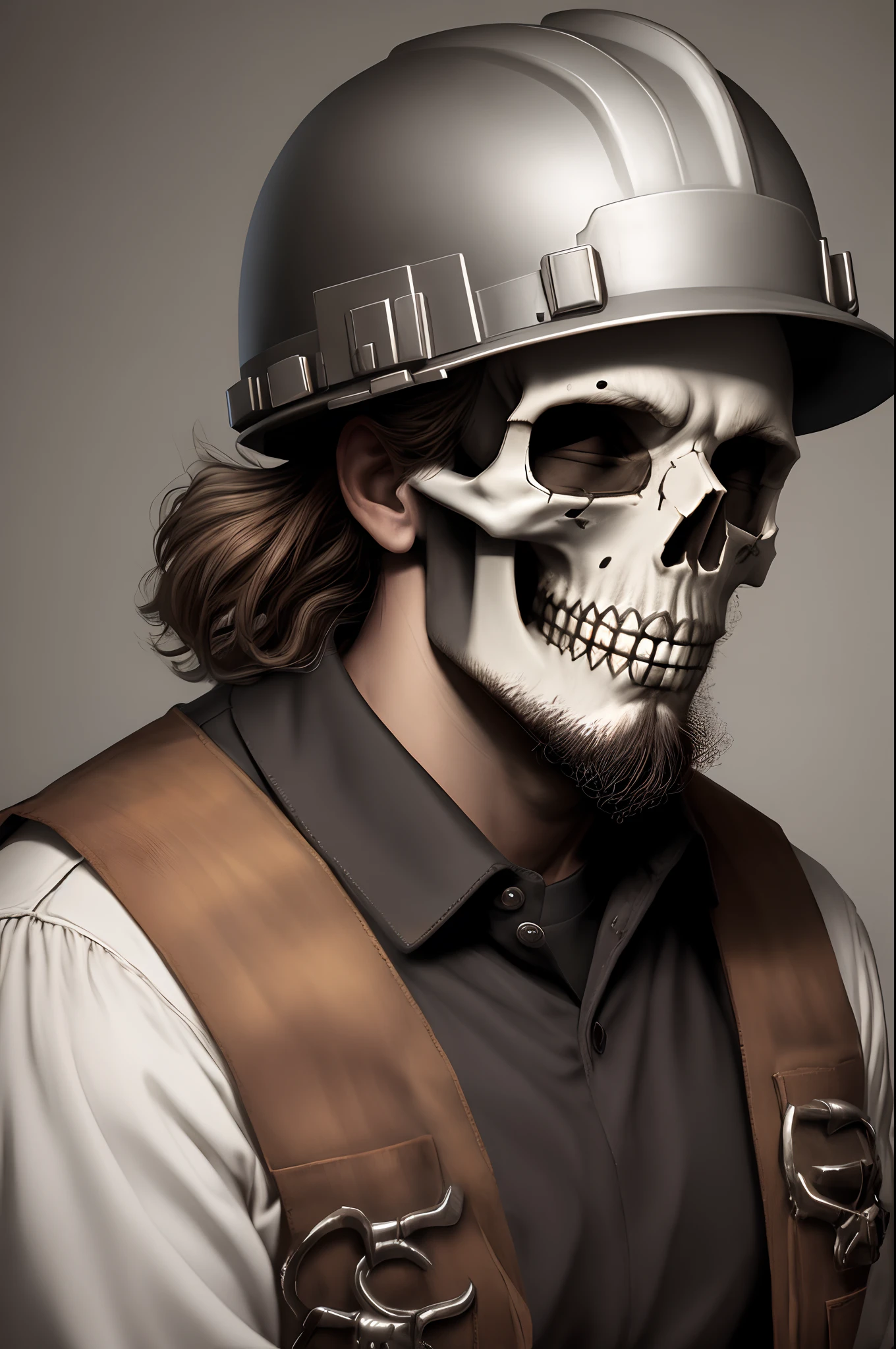 Mexican skull with Hard hat, beard