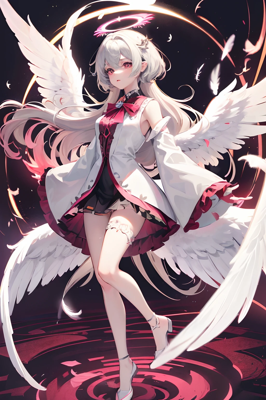 1girl,alternate wings,angel,angel and devil,angel wings,artist name,asymmetrical wings,bird wings,black wings,blood,blood on clothes,blue wings,brown wings,cross,detached wings,dove,dress,energy wings,feathered wings,feathers,fiery wings,full body,glowing wings,halo,harpy,kishin sagume,large wings,long hair,low wings,mini wings,multicolored wings,multiple wings,pegasus,pink wings,single wing,solo,spread wings,transparent wings,very long hair,white dress,white feathers,white wings,winged arms,wings,