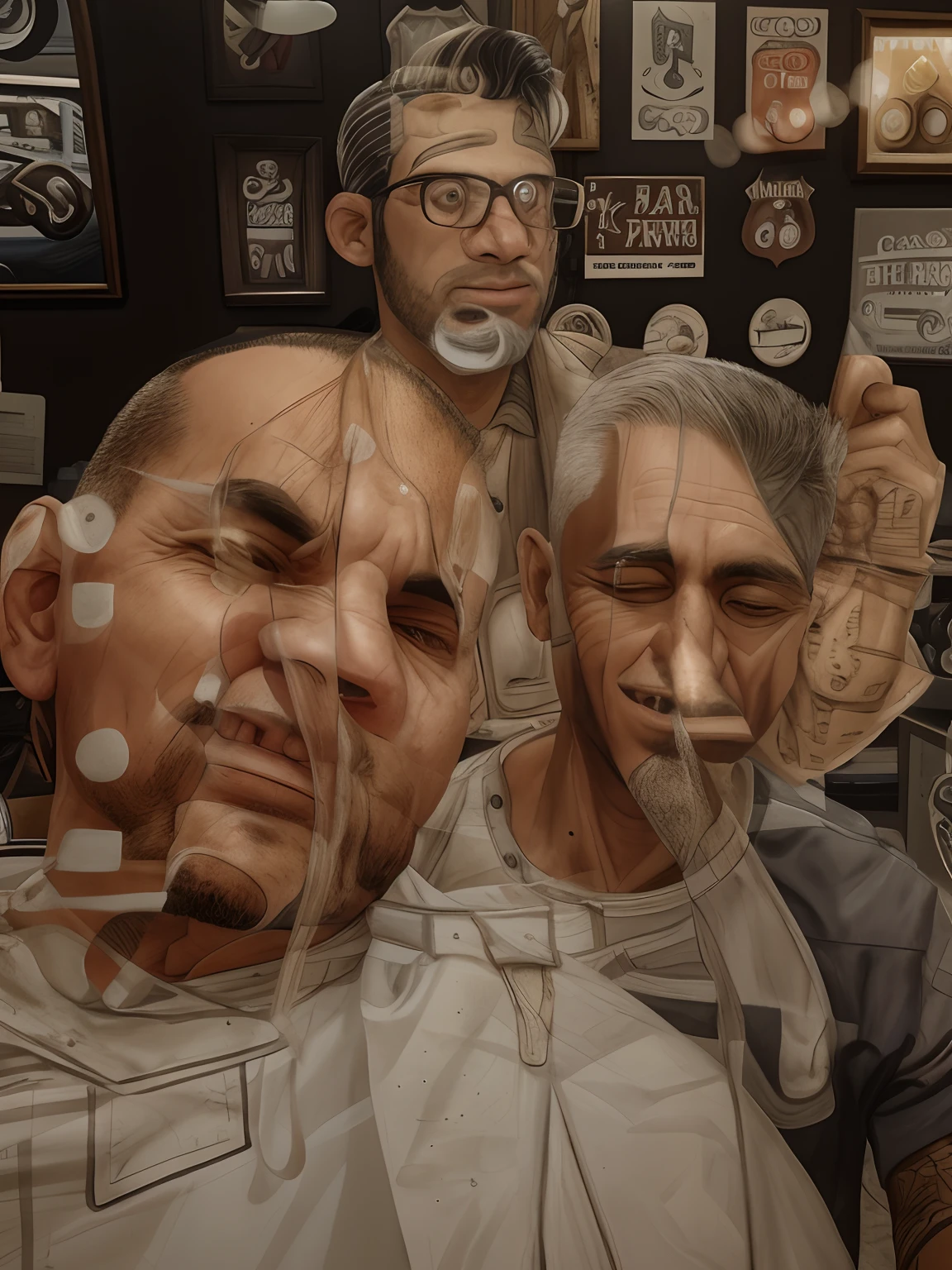 there are two men that are sitting in a barber shop, 1614572159, mateus 9 5, by Nándor Katona, 3/4 profile, uploaded, by Samuel Silva, caio santos, david rios ferreira, gui guimaraes, lucas graziano, icaro carvalho, foto, reddit post