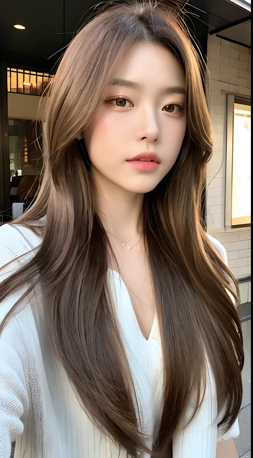 ((top-quality,8K,tmasterpiece:1.3)),focal:1.2,Perfect body beauty:1.4,hindquarters:1.2,immensity,(Layered Hair Style:1.2)),(Sateen,the street:1.3),Highly Detailed Face and Skin Textur,finely-detailed eyes,二重まぶた,Whiten the skin,long whitr hair,(with a round face:1.5)