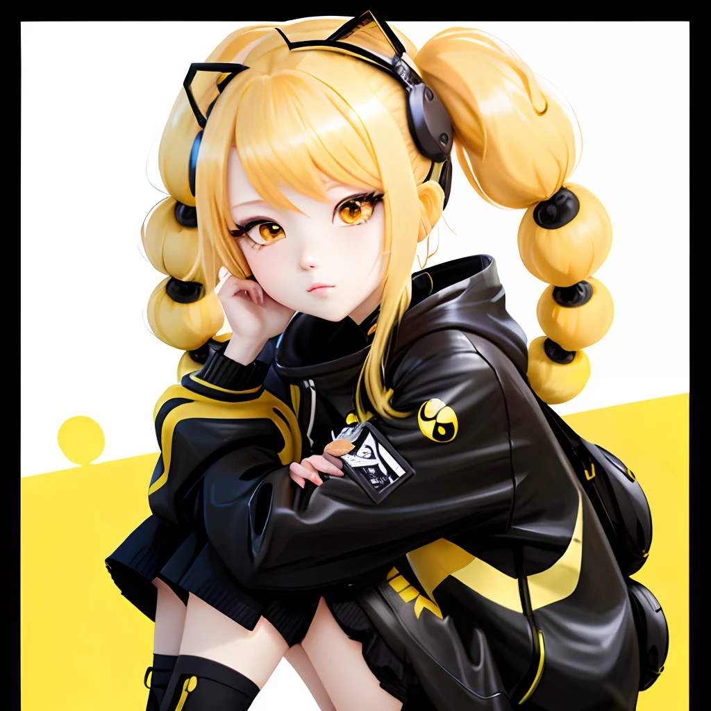 Black, and yellow haired anime bee girl, cute.