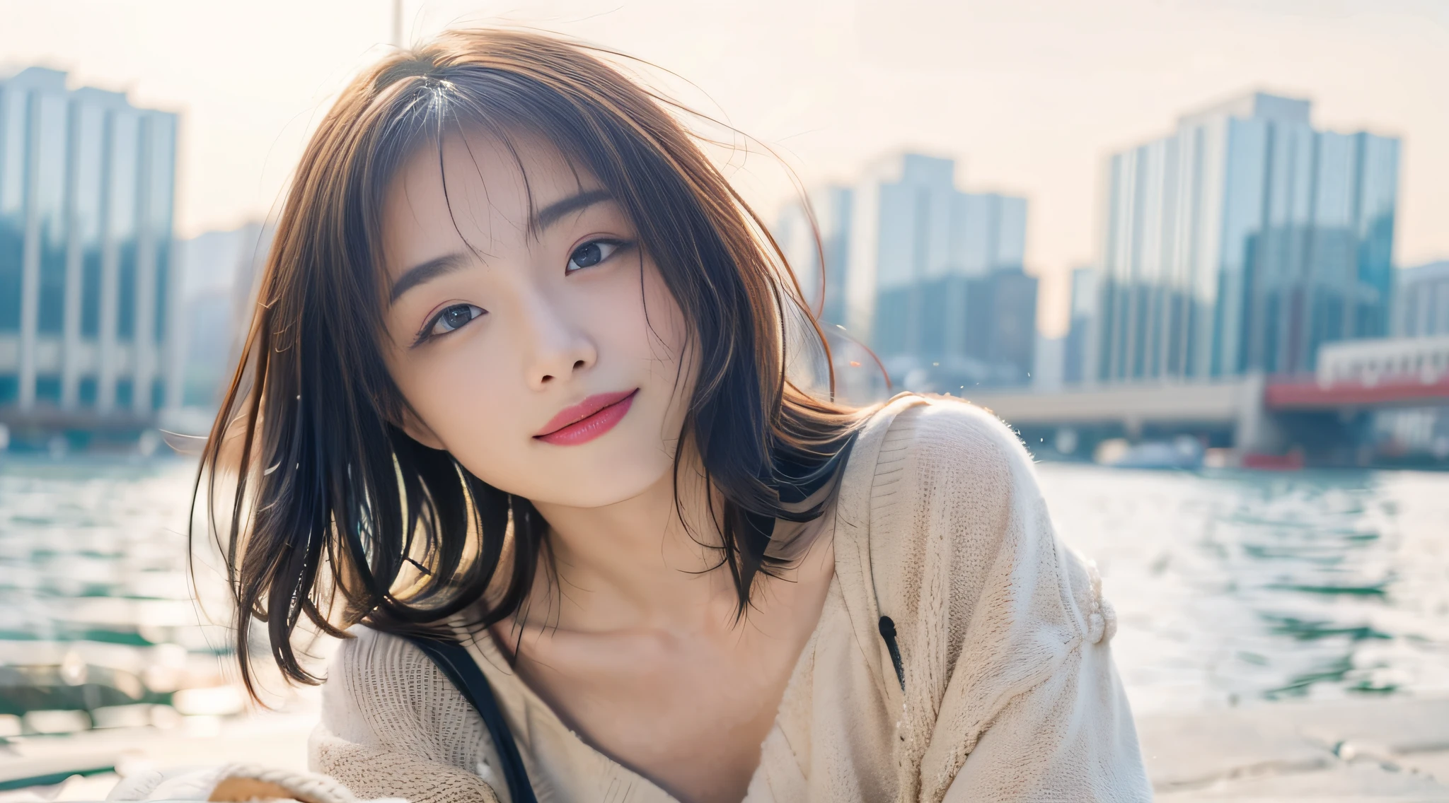Super Smile, Random Pose, mix4, (8K, RAW photo, top quality, masterpiece: 1.2), (realistic, photorealistic: 1.37), 1 girl, cute, cityscape, night, rain, wet, professional lighting, photon mapping, radiosity, physically based rendering, gradient brunette hair, short curly, handsome, girly, white ball set, excellent image quality(High Definition), 1080p, (Clear Face), (Detailed Facial Description), (Detailed Hand Description), (Masterpiece), (Exquisite CG), Extreme Light and Shadow, disheveled Hair, Masterpiece, Rich Detail, (Exquisite Facial Features), (Best Image Quality), (Masterpiece), (Eye for Detail), Looking Eyes, Delicate Clavicle