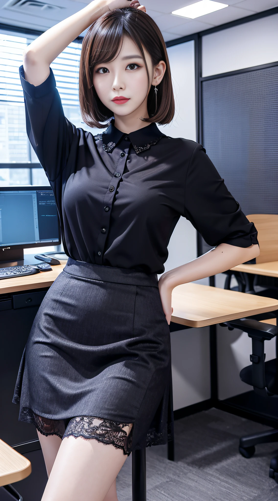 Office Lady、Evil Fall、dark、brainwash、Brainwashing device、panthyhose、lacy fabric、Glossy legs、pleatedskirt