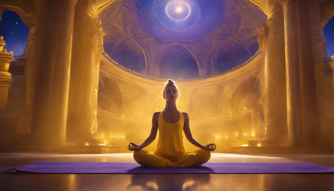 s girl,Yellow people,Yoga Wear,Sit in front of the halo and meditate, Art germ,, Visual harmony, Mysterious mechanics, Queen's seat