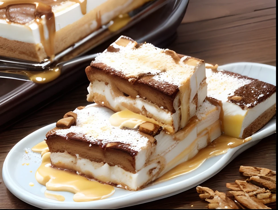 Bread toast, ((tiramisu cream glaze)), colorful, pastel color