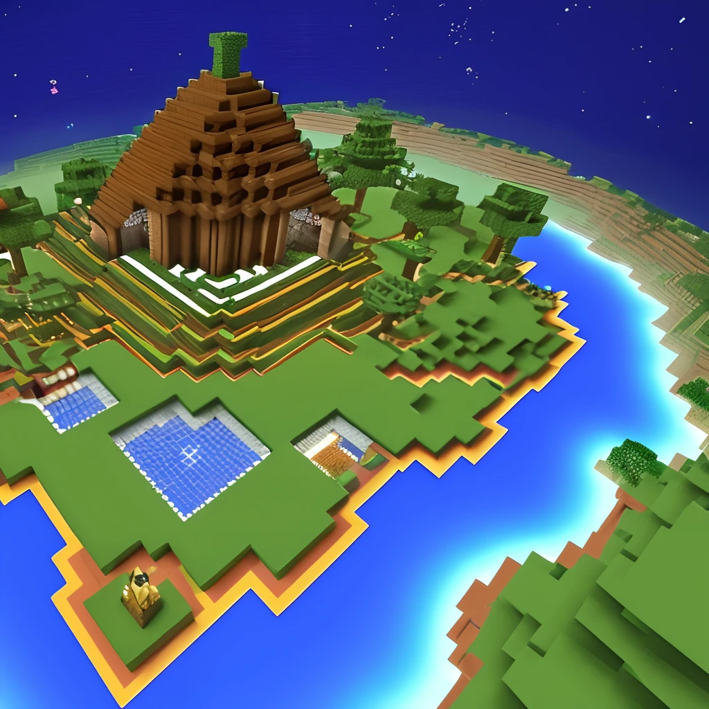Minecraft world in outer space. Minecraft graphics