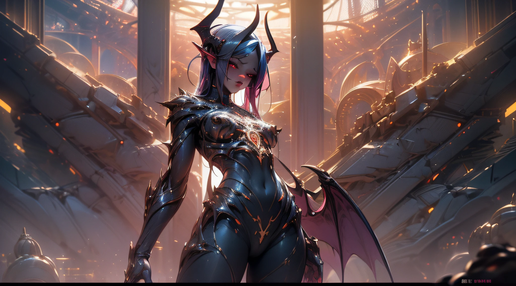 (Masterpiece, Top Quality, Best Quality, official arts, beautiful and aesthetic:1.2), (1 beautiful sexy ((Demon Succubus)) Wearing detailed body jewelry), (dynamicpose), Cowboy shot, Extremely detailed, (s fractal art:1.3), Colorful, highest detail, ((NSFW, Naked)) ((Cinematic lighting))