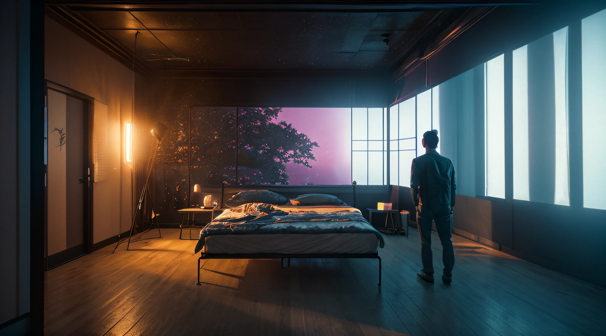 Deconstruction of the self, hyperrealistic surrealism, dreamscape,   award winning masterpiece with incredible details, Chang Ke-chun, Surreal Vaporwave ,  Liminal Space, Highly detailed, A highly detailed future, Cleveland, Ohio, Cinematic ,Rim lighting ,Octane Render, wvebg1