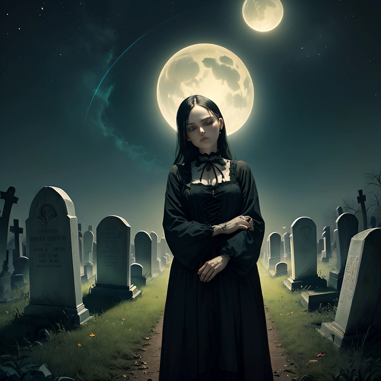 Smashing pumpkins band logo gothic Graveyard scene nighttime