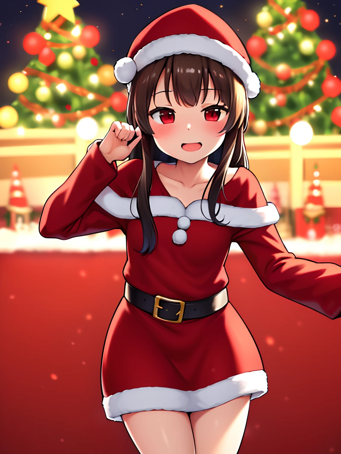 Christmas Megumin,vestido rojo de navidad, gorro rojo de navidad, navidad ,holiday ,festividad