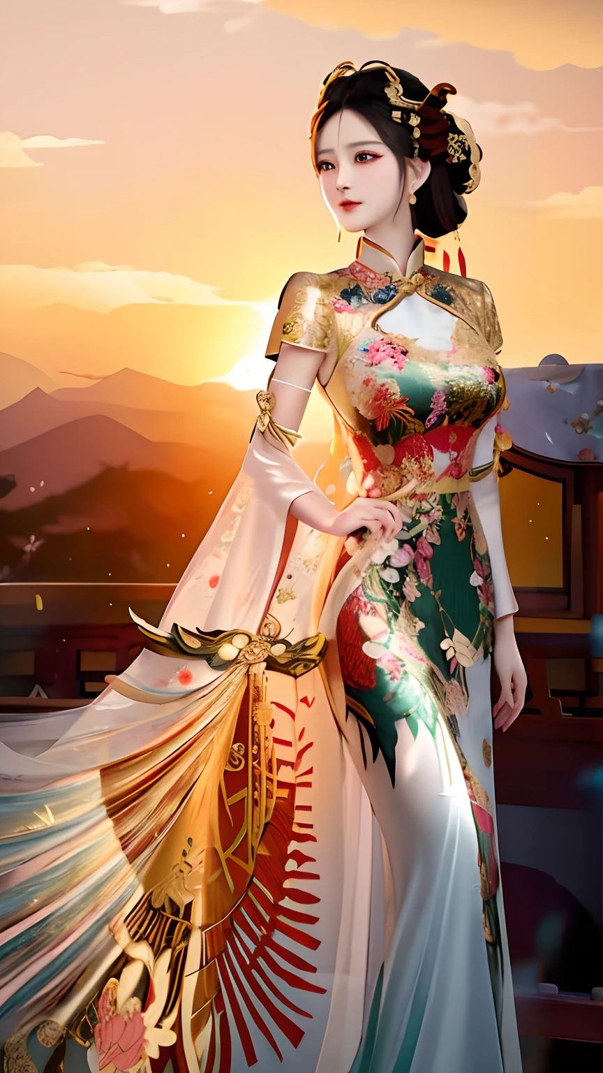 Wearing an embroidered silk dress,Very nice looking beauty, Dai, Chinese dress, wearing ornate silk clothes, Cheongsam, in style of lam manh, Wearing beautiful clothes, Chinese costume, Traditional Chinese clothing, Oriental fantasy, wearing fancy clothes, Elegant lady, Wearing a gorgeous dress, Chinese style, spellbinding,spellbinding, Beautiful oriental woman