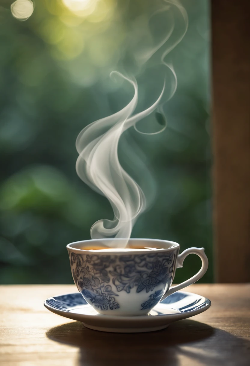 a cup of hot tea,steam rising,tea leaves floating,gentle steam,beautiful ceramic cup,detailed teacup,light reflecting off the cup,delicate patterns on the cup,subtle swirls of steam,aromatic fragrance,steaming beverage,comforting warmth,vibrant colors,soft lighting,soothing atmosphere,cozy corner,peaceful moment,relaxation,serene ambiance,pure indulgence,tranquil scenery,endless serenity,calming effect,refreshing break,respite from the world,numbing cold outside,relief to the senses,instant bliss,invigorating aroma,zen-like experience,savoring each sip,slow down and unwind,instant comfort