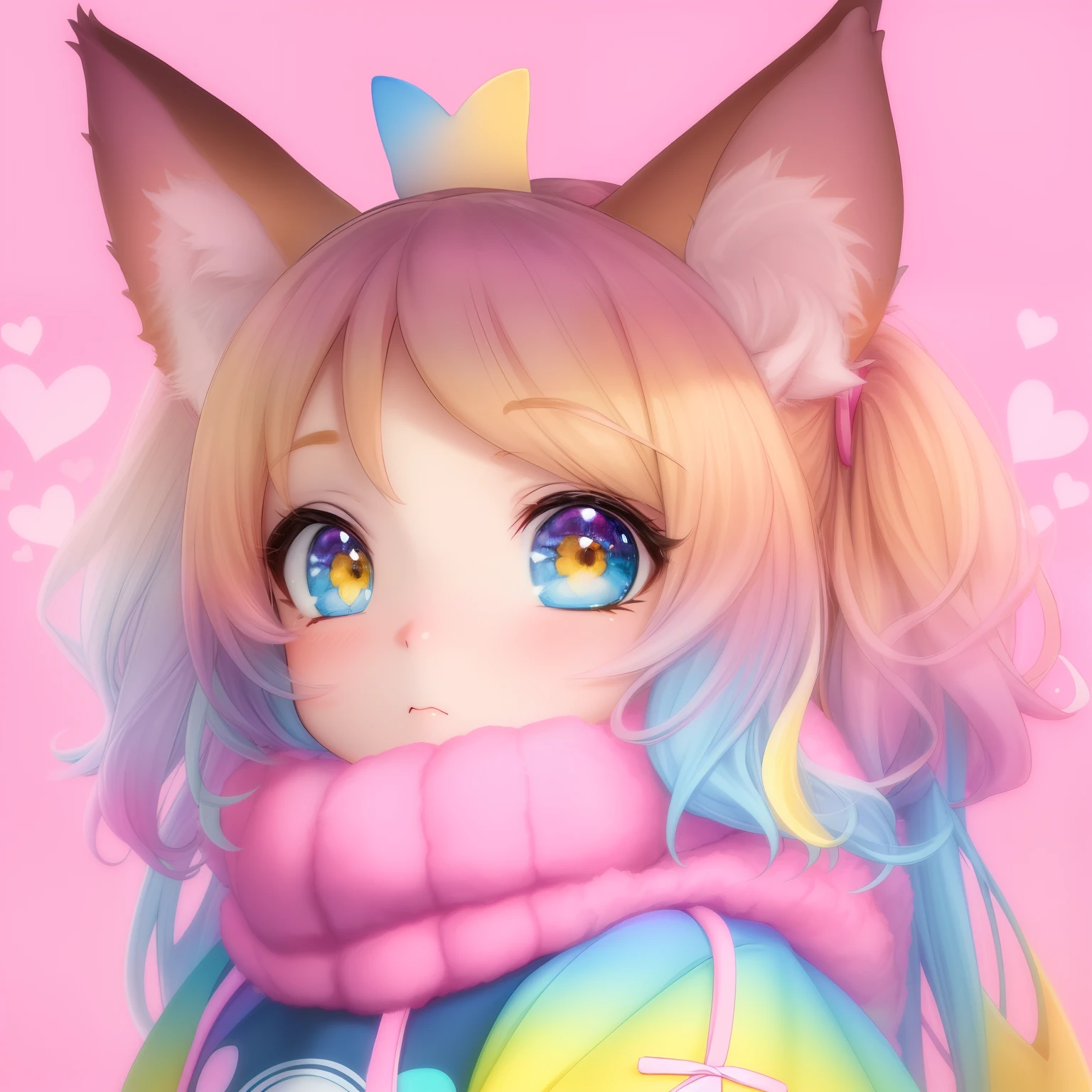 There is a girl dressed in a colorful costume, lovely digital painting, Cute detailed digital art, adorable digital art, very beautiful cute girl, Anime is cute, colorful, and cute, rossdraws pastel vibrant, realistic anime cat, rossdraws cartoon vibrant, anime visual of a cute cat, cute detailed artwork, cute anime catgirl, cat. Digital painting