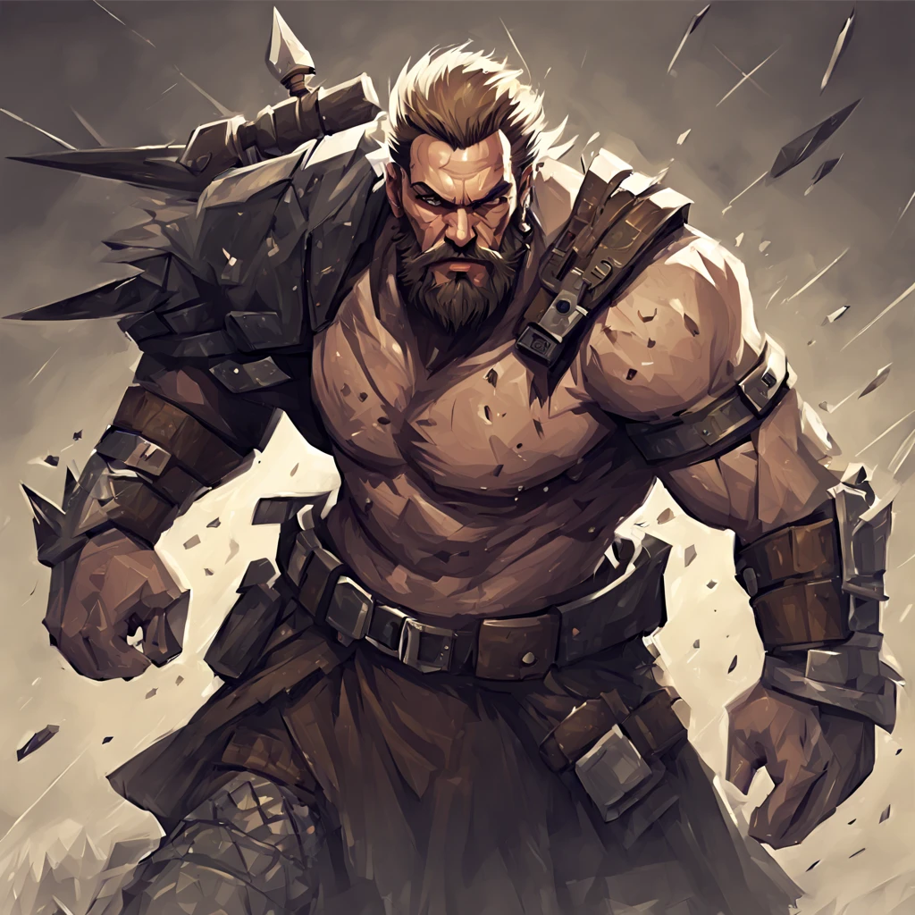 A rugged warrior with Assorted Smaller Scars, In Vexel art style, best quality, masterpiece