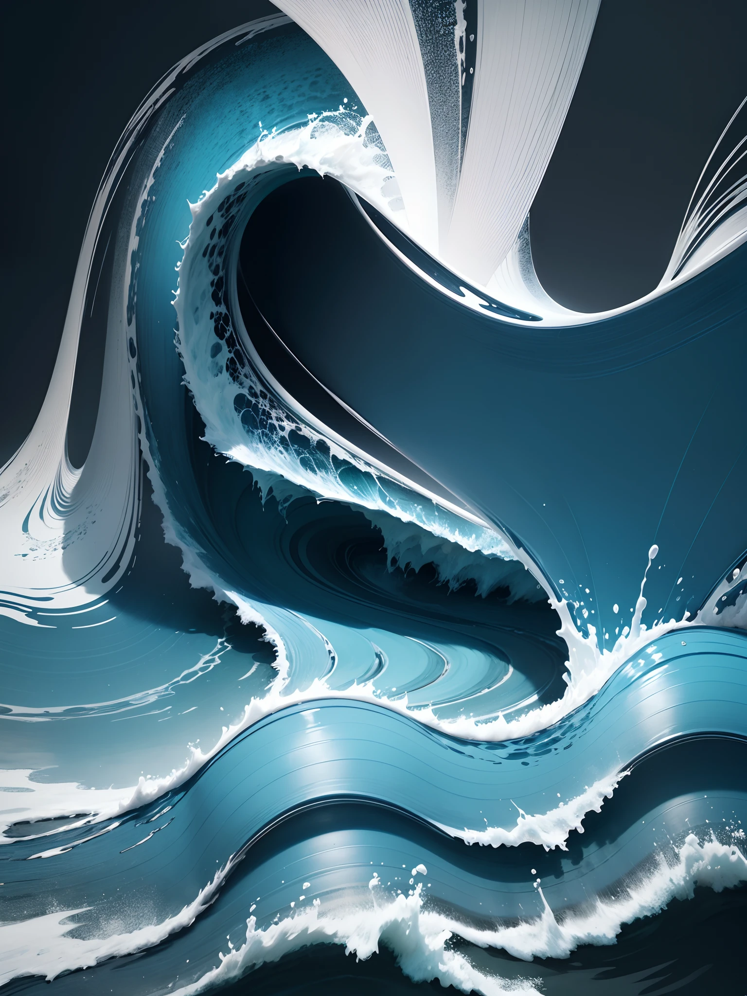 make a black background, white and blue waves. ocean themed. minimalistic. --auto --s2