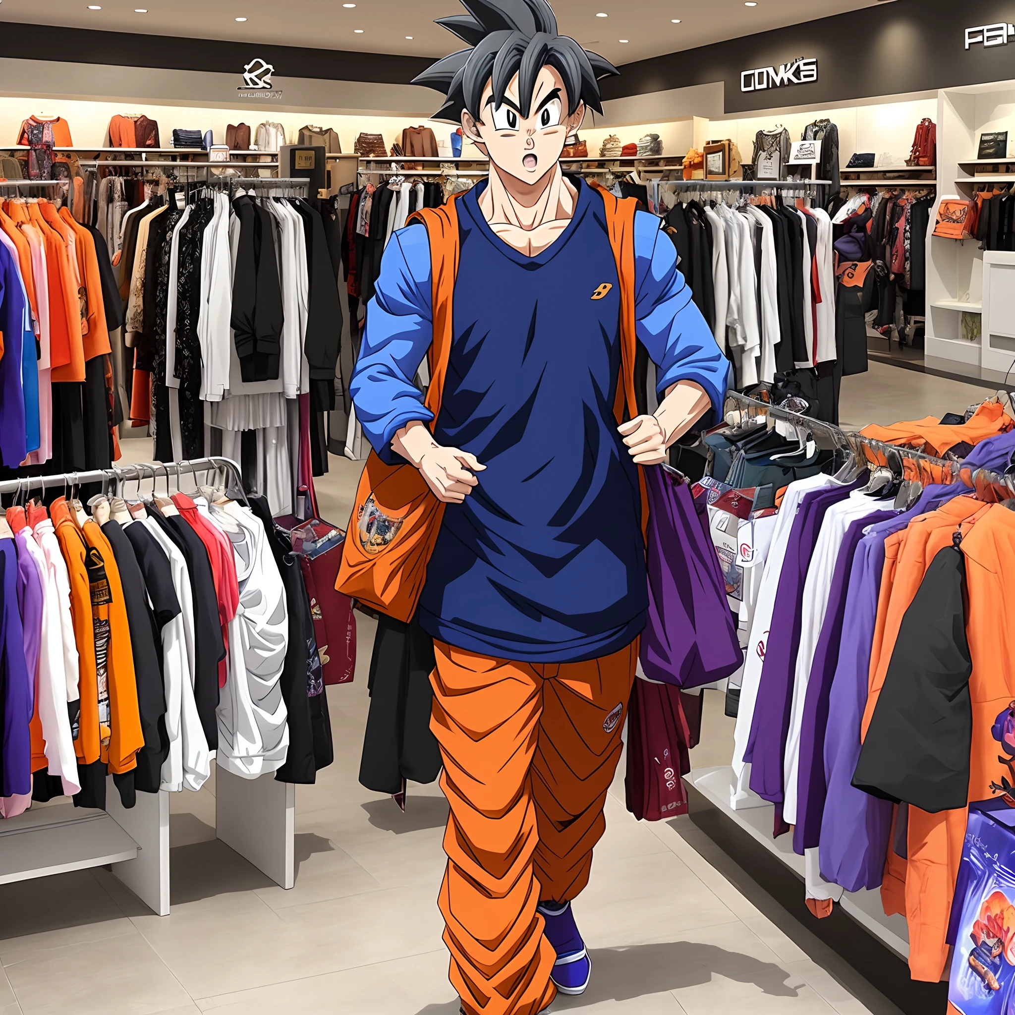 goku walking into a store