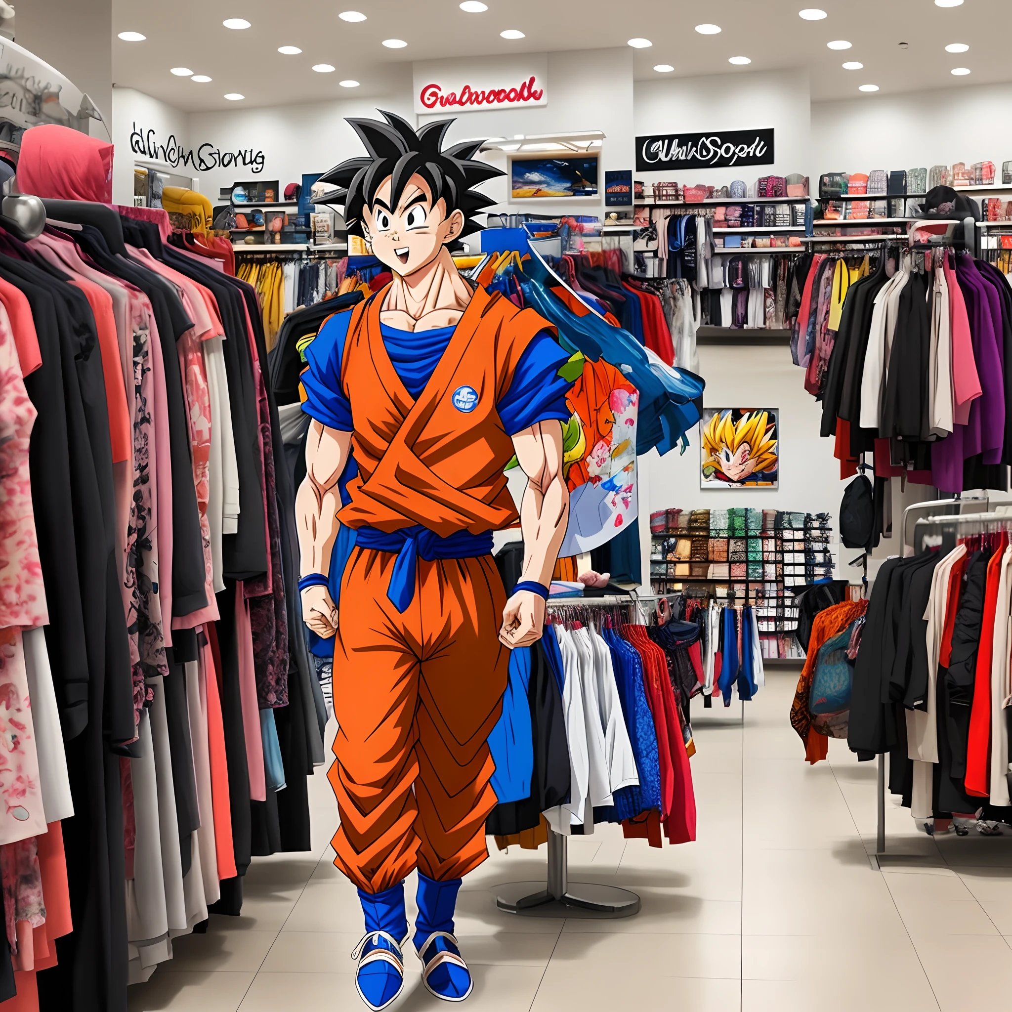 goku walking into a store