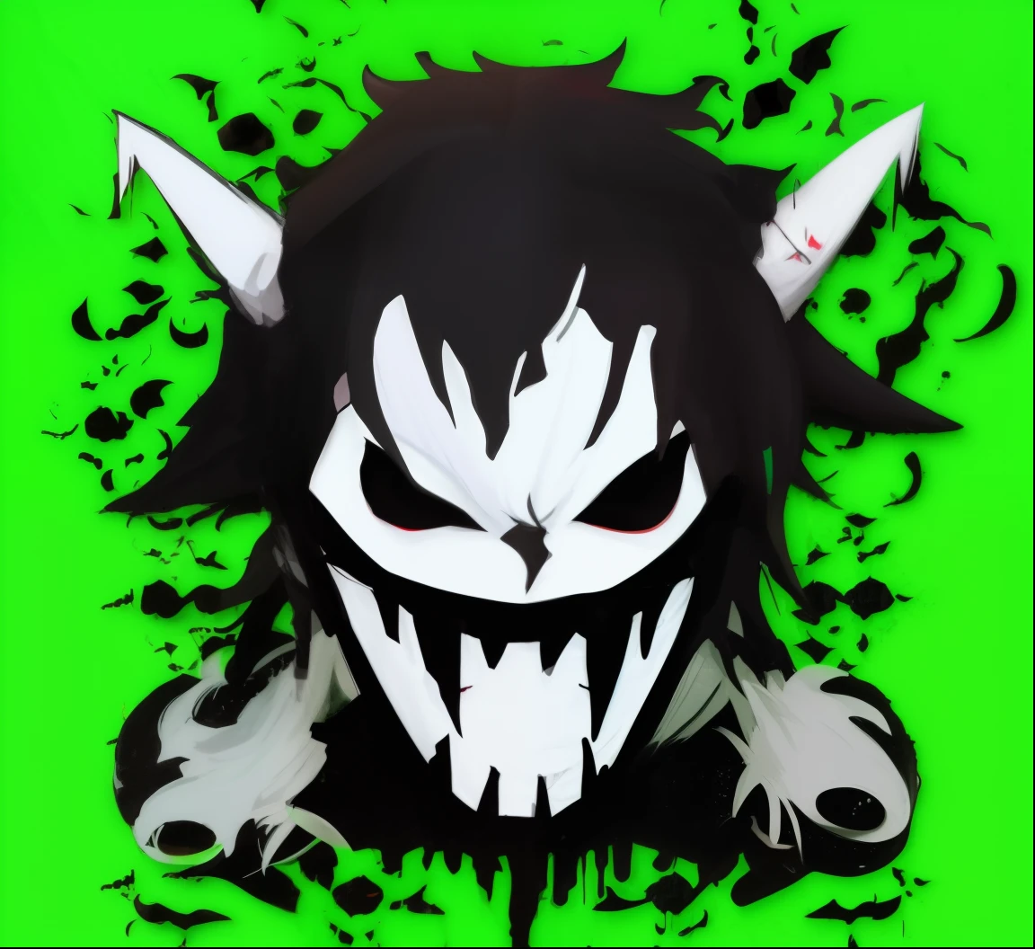 anime character with white hair and black eyes and a demon like face, digital art from danganronpa, demon boy, shinigami, dapper dream demon, danganronpa, demon, ghastly, evil glow, devil smile, is evil gremlin, kaneki ken, devious evil expression, demon white horns, evil grin, cacodemon