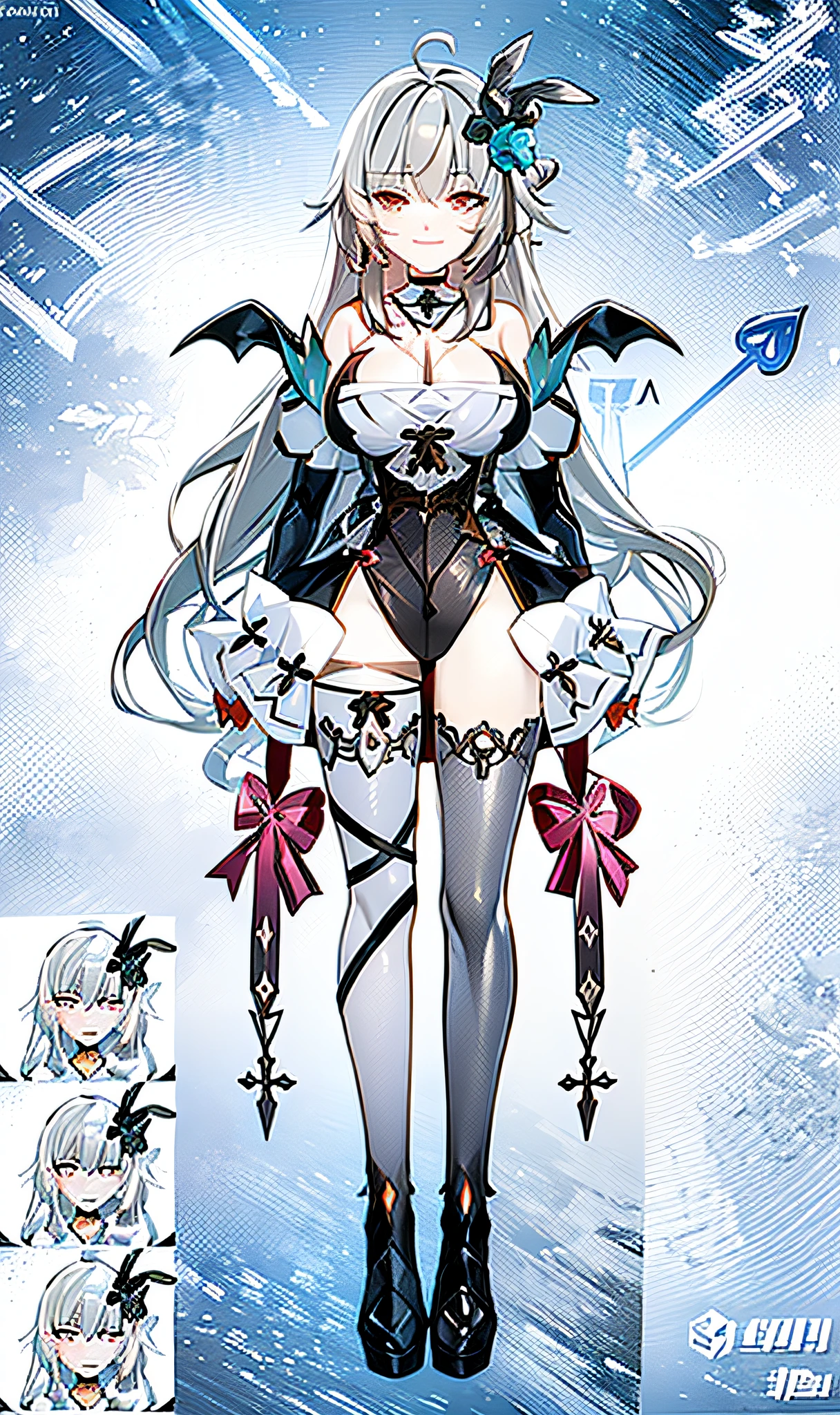 A painting of a gray-haired woman and a sword, full body adoptable, Ayaka Genshin impact, Anime figure; Full-body art, Anime goddess, anime full body illustration, ahegao, anime woman fullbody art, full body commission for, character adoptable, gothic maiden anime girl, Character design : : Gothic, official character art, astral witch clothes