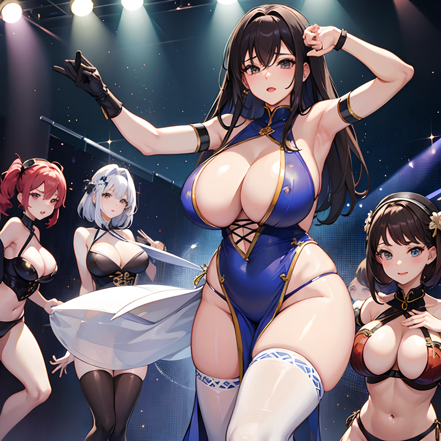 Mature women、five girls、huge tit、large boob、thick thight、dancer、dancers、During estrus