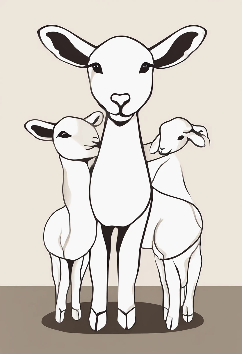 Lambs, hand drawn, cute canvas art