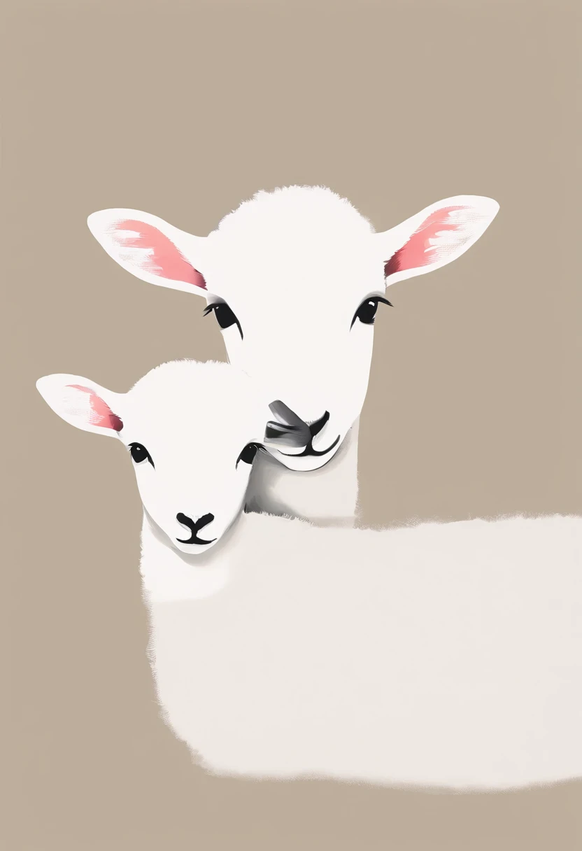 Lambs, hand drawn, cute canvas art