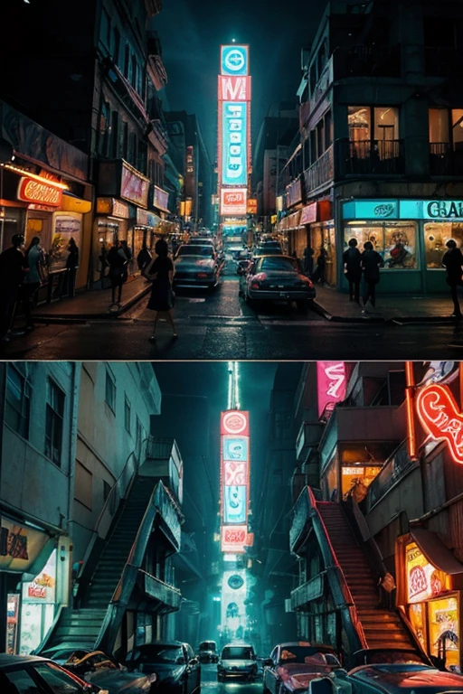 In the depths of an ocean, an 80's vibe submerged city came to life. Neon lights adorned underwater skyscrapers, casting a fluorescent glow through the aquatic streets. Bubblegum pop music echoed through the coral-covered buildings, as digital billboards displayed retro arcade games.
Residents, dressed in fashion from that colorful era, swam with grace and style. Vintage cars-turned-submersibles cruised the neon-lit avenues. Graffiti art adorned the walls, portraying 80's icons in a surreal aquatic world.
The city's inhabitants danced to the rhythm of the past, and breakdancers defied gravity in underwater dance-offs. Despite the aquatic surroundings, the spirit of the 80's thrived in this submerged metropolis, an extraordinary blend of past and present.