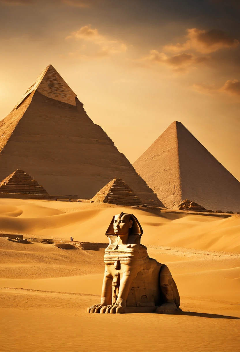Egypt、Pharaoh、The Three Great Pyramids、The Glory of the Pharaohs、Glory of Egypt、Pharaoh、A desert、Glittering、Pharaoh、gold、Golden Pharaoh、Golden pyramid、Golden Sphinx