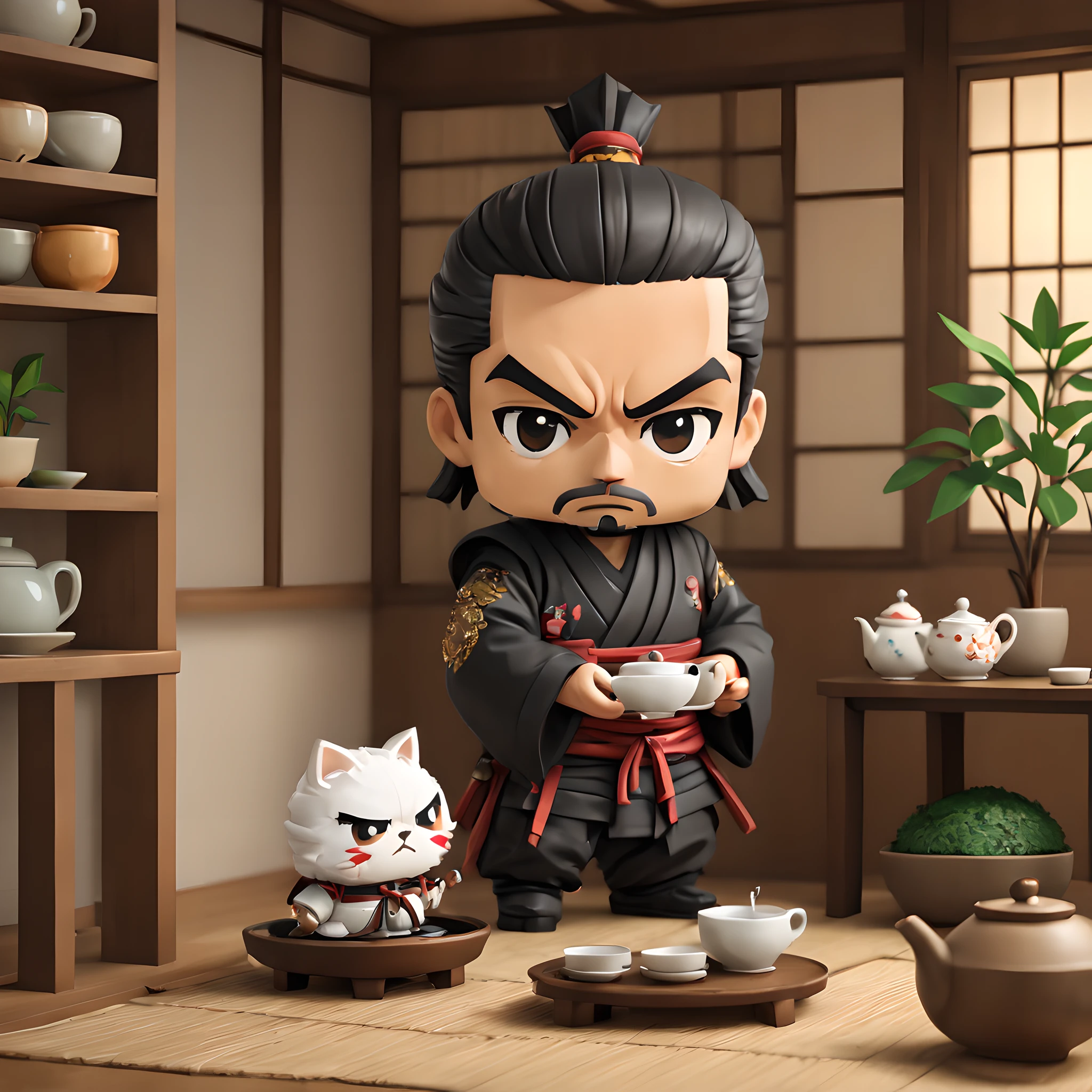 (Pixel art:1.5), (pixel theme:1.5), (chibi emote:1.5), (chibi character:1.5),(fantasy:1.5), (1japanse samurai:1.5), (Toshiro Mifune:1.5), (tea:1.5), (tea ceremony:1.5), (tearoom:1.5),