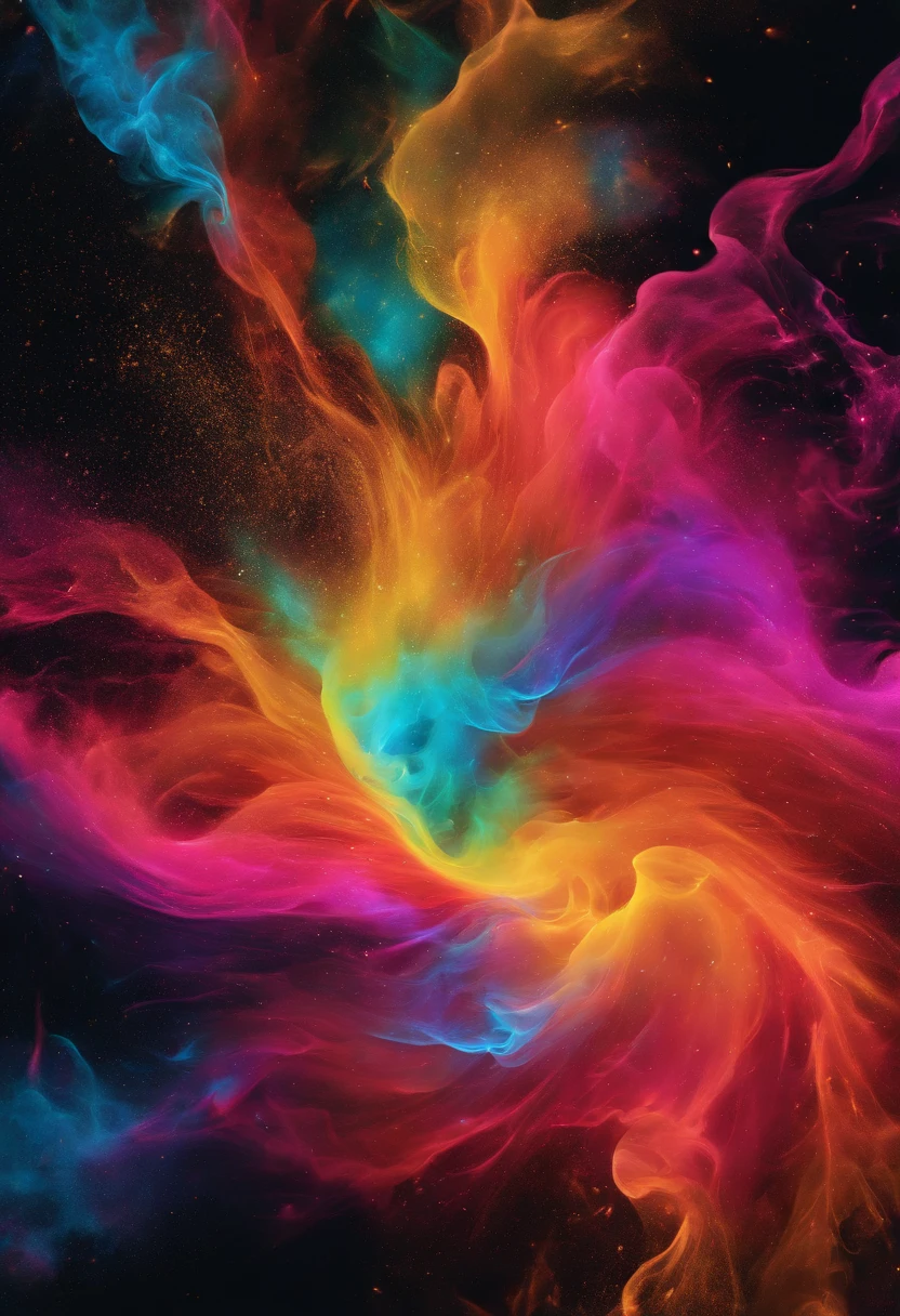 Bold neon colors, Splash Art, Splattered neon colors, (Iridescent glowing smoke) ((Motion Effect)), Best Quality, Wallpaper Art, nffsw, Center Image, M Schiffer Art, ((Flat color)), (cel-shading style) Very bold neon colors, (High color saturation) sloping, Psychedelic environment