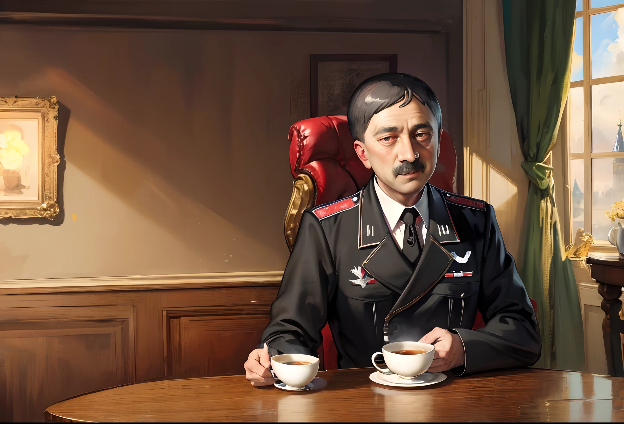Adolf Hitler drinks tea in Moscow