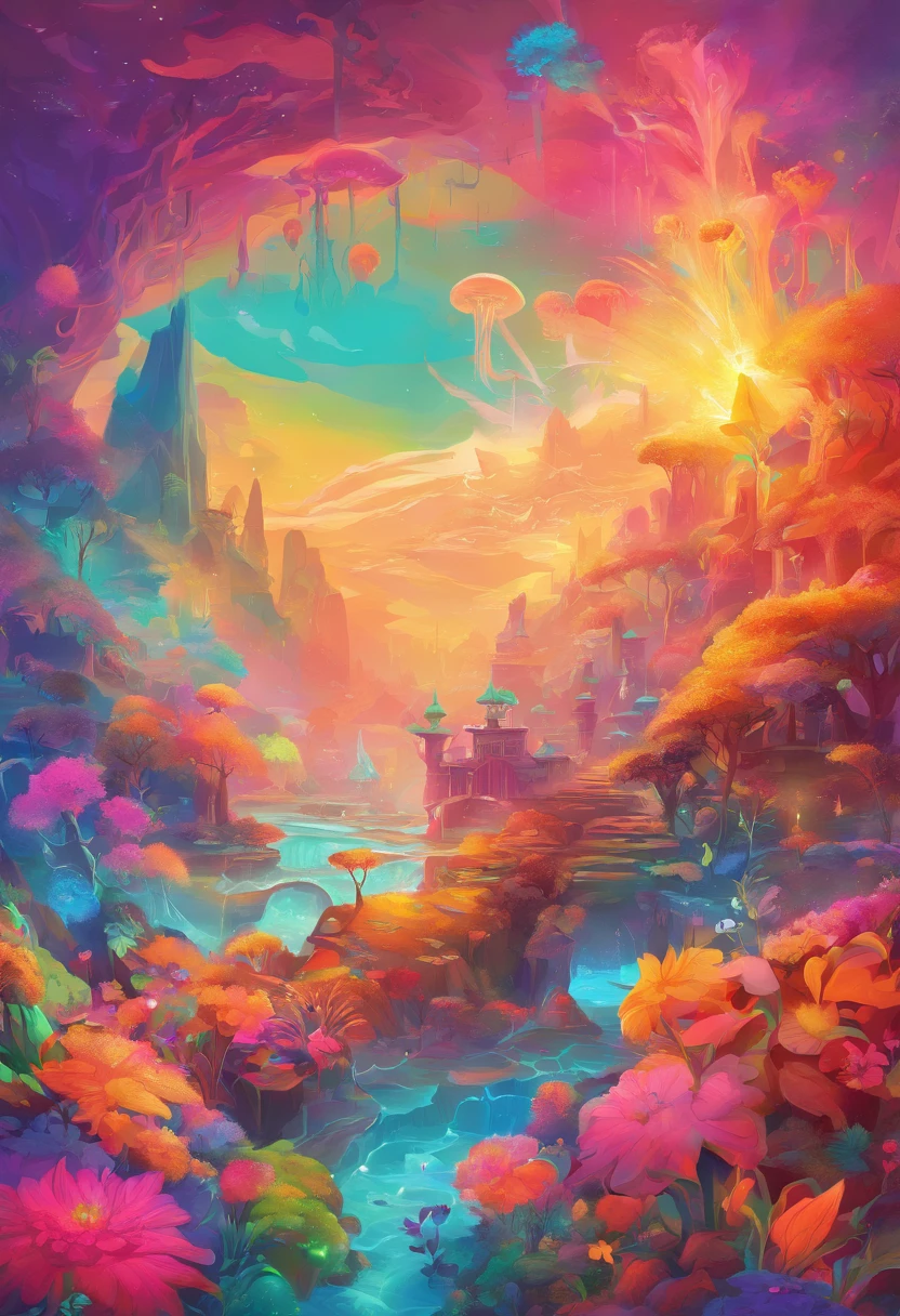 Splatoon Bold neon colors, Splash Art, Splattered neon colors, (Iridescent glowing smoke) ((Motion Effect)), Best Quality, Wallpaper Art, nffsw, Center Image, M Schiffer Art, ((Flat color)), (cel-shading style) Very bold neon colors, (High color saturation) sloping, Psychedelic environment