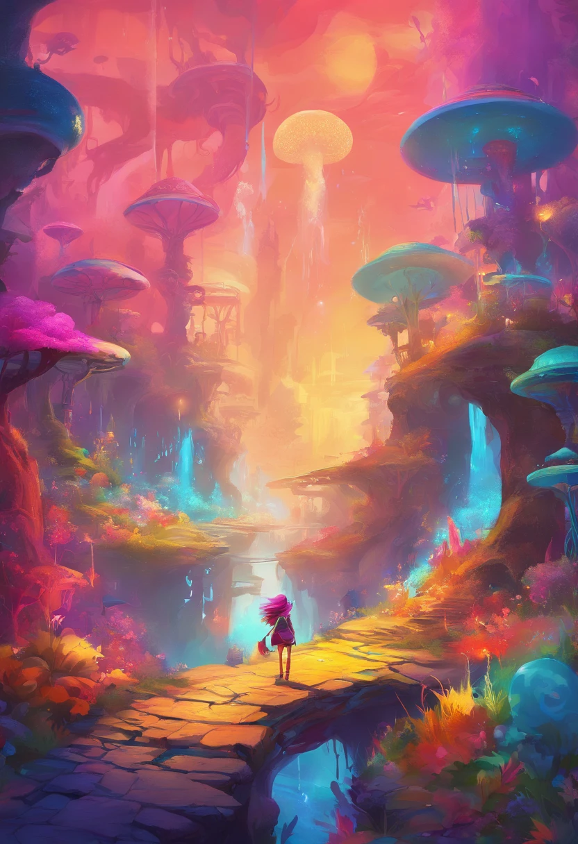 Splatoon　Bold neon colors, Splash Art, Splattered neon colors, (Iridescent glowing smoke) ((Motion Effect)), Best Quality, Wallpaper Art, nffsw, Center Image, M Schiffer Art, ((Flat color)), (cel-shading style) Very bold neon colors, (High color saturation) sloping, Psychedelic environment