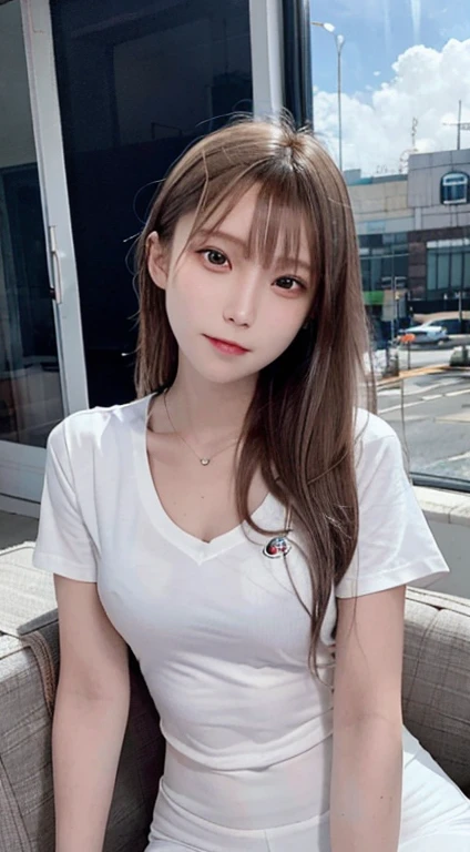 (masutepiece, Best Quality:1.2), 8K, , 85 mm, Official art, Raw photo, absurderes, White dress shirts, Pretty Face, close up, Upper body, violaceaess, gardeniass, Beautiful Girl,Cat costume,, Cinch West, thighs thighs thighs thighs, Short sleeve, Afternoon coffee shop,Sit in a chair by the window, Looking at Viewer, No makeup, (Smile:0.4), Film grain, chromatic abberation, Sharp Focus, face lights, clear lighting, Teen, Detailed face, Bokeh background,