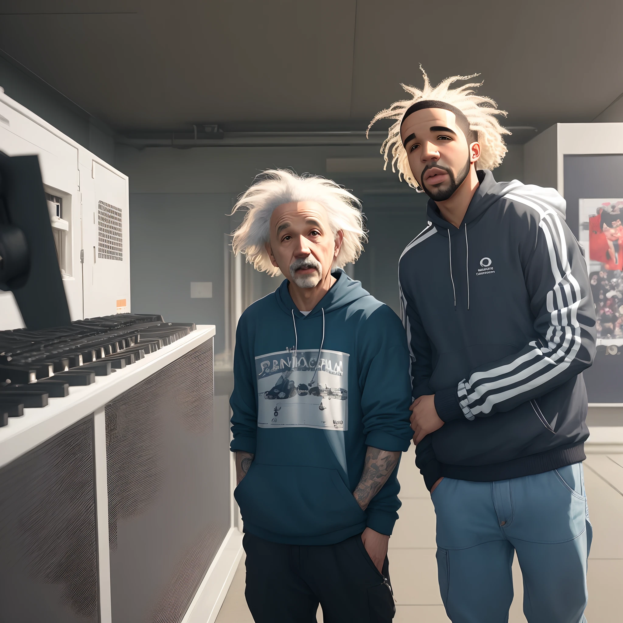 drake the canadian music artist next to albert einstein