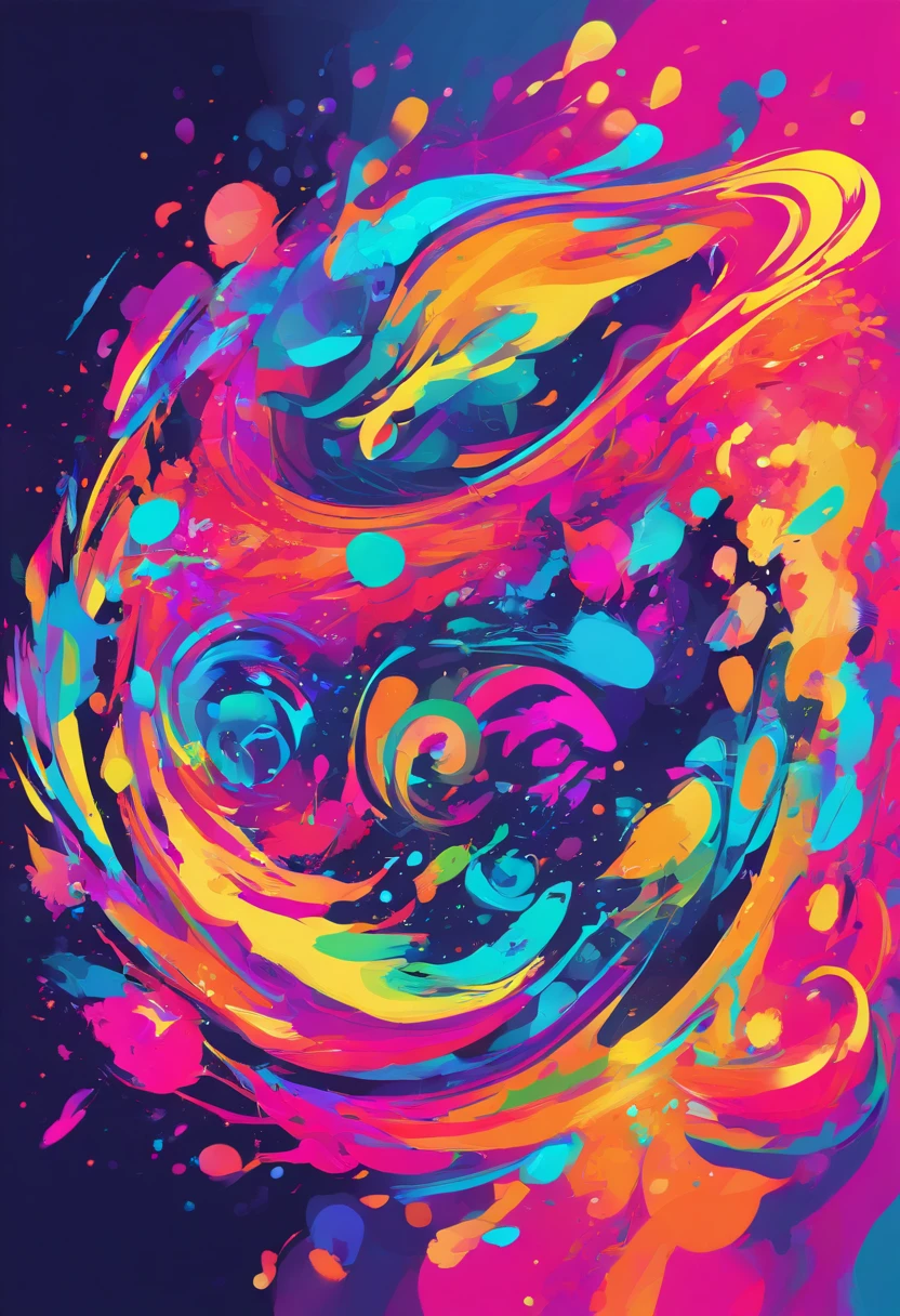 Splatoon Bold neon colors, Splash Art, Splattered neon colors, (Iridescent glowing smoke) ((Motion Effect)), Best Quality, Wallpaper Art, nffsw, Center Image, M Schiffer Art, ((Flat color)), (cel-shading style) Very bold neon colors, (High color saturation) sloping, Psychedelic environment