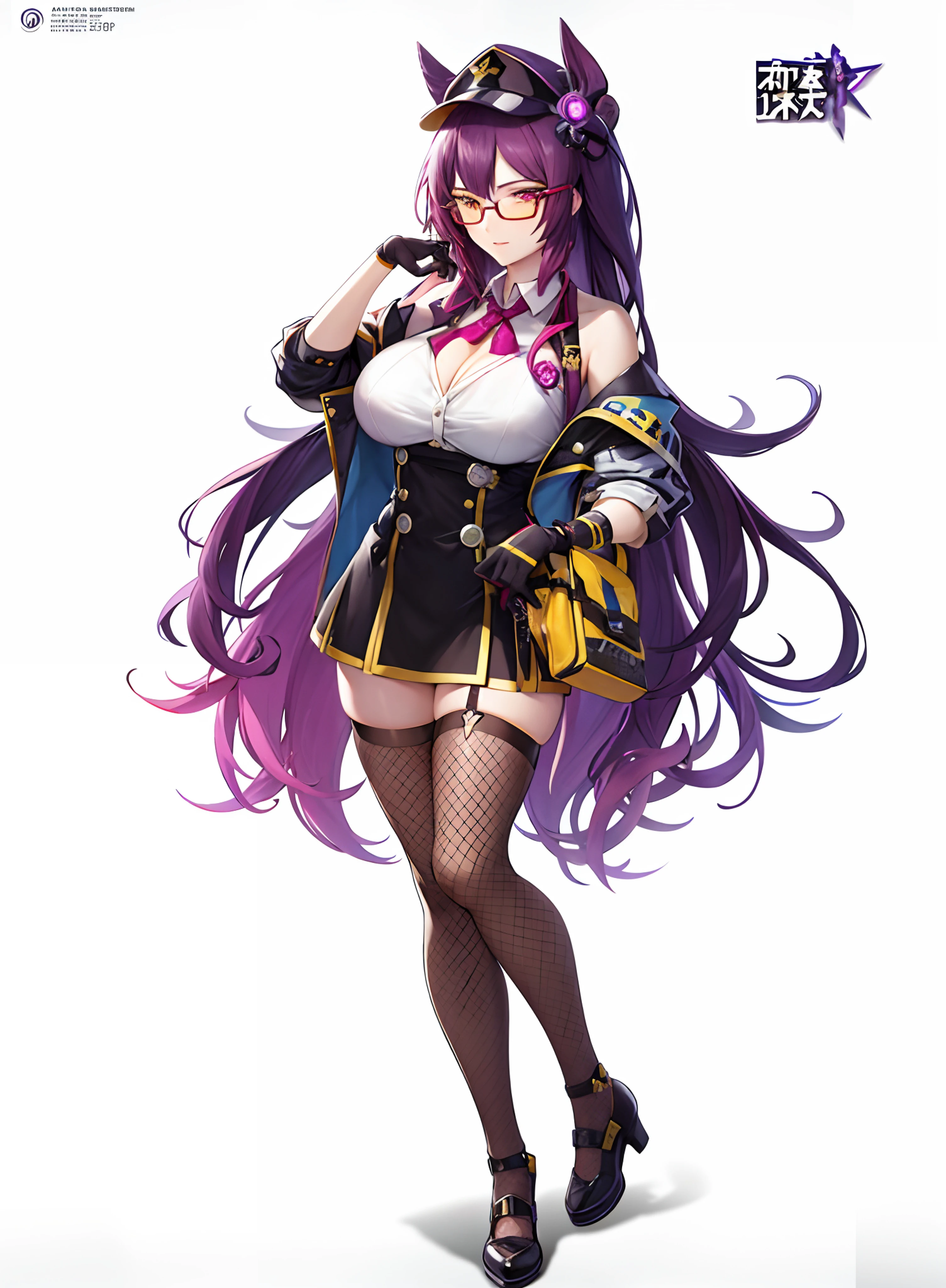 a close up of a person with a purple hair and glasses, from girls frontline, kda, ayaka genshin impact, full body xianxia, girls frontline style, official character art, fine details. girls frontline, girls frontline universe, wearing lab coat and glasses, anime moe artstyle, cushart krenz key art feminine